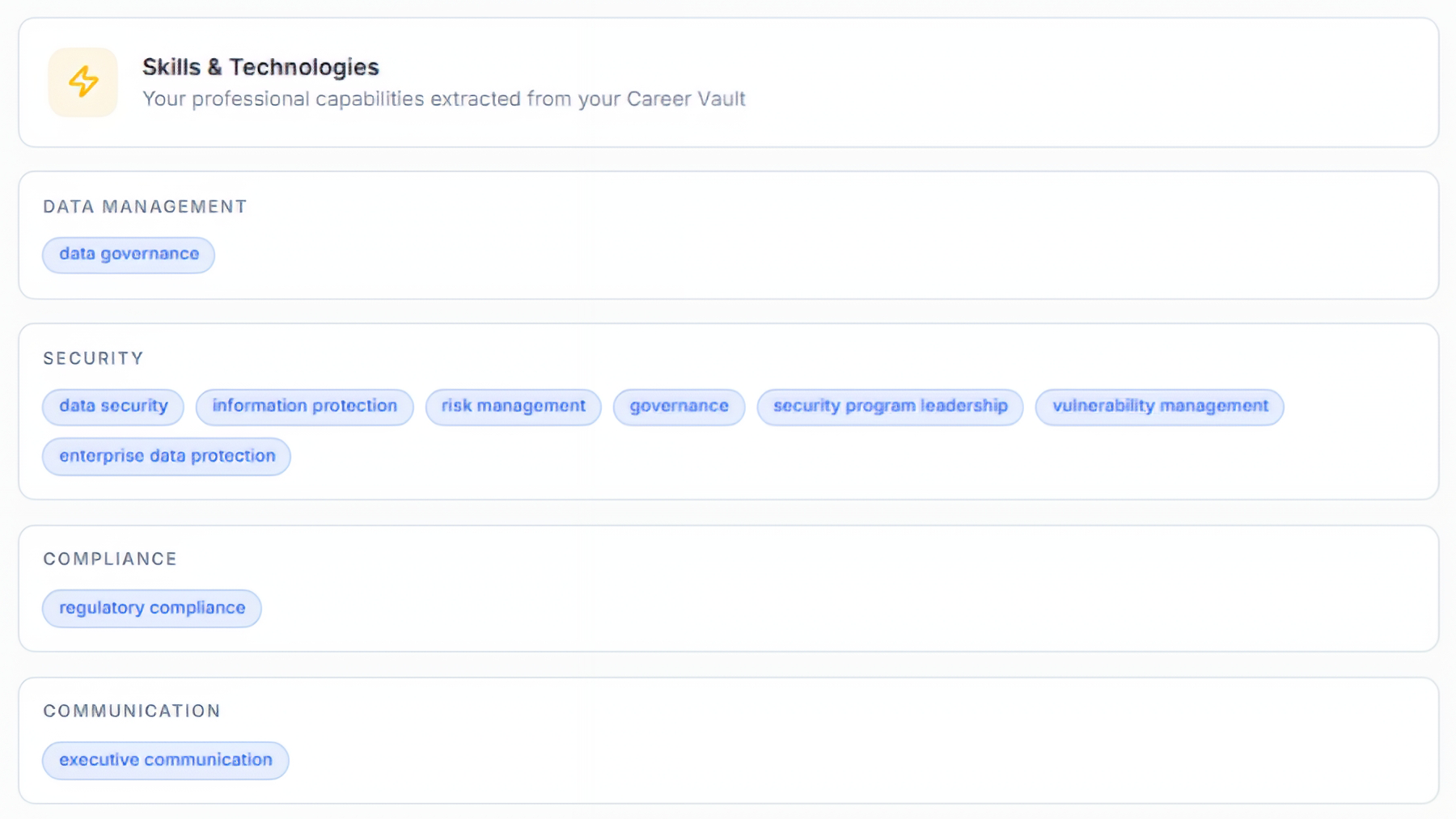 JobStoryVault Career HQ interface